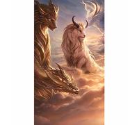 TWYYDP Jigsaw Puzzles 1500 Pieces for Adult,Golden Dragon White Bull Lion Monster Puzzle,Release Stress and Solve Problems