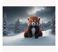 TWYYDP Jigsaw Puzzles 1500 Pieces for Adult,Red Panda Animal on the Snow Puzzle,Release Stress and Solve Problems Wooden Puzzle