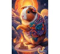TWYYDP Jigsaw Puzzles 520 Pieces for Adults Animal Guinea Pig Flame Wooden Puzzles Entertainment Games for the Whole Family