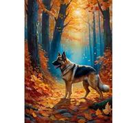 TWYYDP Jigsaw Puzzles 520 Pieces for Adults German Shepherd Dog in Fallen Leaves Puzzle Older People Games Wooden Puzzles