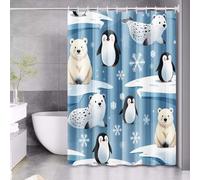 TWYYDP Waterproof Shower Curtain With Hooks Seal Polar Bear Penguin Water Resistant Fabric(180x200 cm)