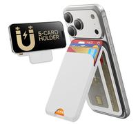 TWZKG for MagSafe Wallet, 5 Card Holder with Stand, Magnetic Phone Wallet Stand for iPhone 17/16/15/14/13/12 Pro Max Air Plus Series, RFID Blocking Vegan Leather,White