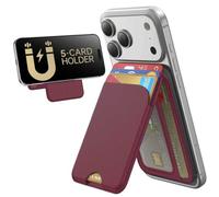 TWZKG for MagSafe Wallet, 5 Card Holder with Stand, Magnetic Phone Wallet Stand for iPhone 17/16/15/14/13/12 Pro Max Air Plus Series, RFID Blocking Vegan Leather,Wine Red