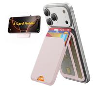 TWZKG for MagSafe Wallet, 5 Card Holder with Stand, Magnetic Phone Wallet Stand for iPhone 17/16/15/14/13/12 Pro Max Air Plus Series, RFID Blocking Vegan Leather,Pink