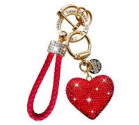 TX-INNO AUTO Crystal Car Keychain for Women with Sparkly Rhinestone Heart Shape Keychains Pendant Cute Keychain, Bling Red Heart Luxury Car key Chain Accessories for Women and Girls Gifts