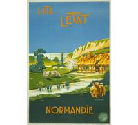 TX07 Vintage 1930's France L'Ete L'Etat Normandie Normandy French Travel Poster Re-Print - A4 (297 x 210mm) 11.7" x 8.3"