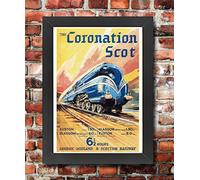 TX106 Vintage Coronation Scot LMS Railway Travel Tourism Advertisement Framed Poster Print Re-Print - A4