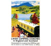 TX109 Vintage LNER Camping Coaches England Scotland Railway Poster Re-print - A2+ (610 x 432mm) 24" x 17"