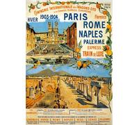 TX125 Vintage Paris Rome Naples Palerme Express Railway Travel Poster Re-Print - A4 (297 x 210mm) 11.7" x 8.3"