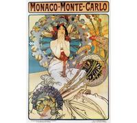TX129 Vintage Monaco Monte Carlo Travel Tourism Alphonse Mucha Poster Re-Print Reproduction Print Card - A5 (148mm x 210mm)