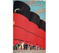 TX214 Vintage Cunard Line Classic Cruise Ship Travel Poster Re-Print Reproduction Print Card - A5 (148mm x 210mm)