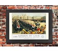 TX294 Vintage London Trooping The Colour LMS British Railway Travel Tourism Advertisement Framed Poster Print Re-Print - A3