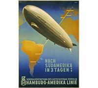 TX300 Vintage 1930's Graf Zeppelin Hamburg German Travel Poster Re-Print - A2+ (610 x 432mm) 24" x 17"