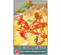 TX437 Vintage British Criccieth Wales GWR Welsh Railway Travel Retro Poster Re-Print - A2+ (610 x 432mm) 24" x 17"