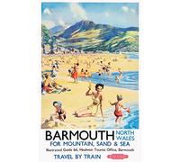 TX439 Vintage British Barmouth North Wales Welsh Railway Travel Retro Poster Re-Print - A4 (297 x 210mm) 11.7" x 8.3"
