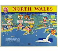 TX444 Vintage British North Wales Welsh Railway Travel Retro Poster Re-Print - A4 (297 x 210mm) 11.7" x 8.3"