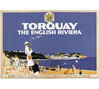 TX52 Vintage 1920's GWR Great Western Torquay English Riviera Railway Travel Poster Re-Print - A4 (297 x 210mm) 11.7" x 8.3"