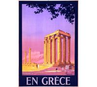 TX69 Vintage 1930's En Grece Greece Greek Ruins Travel Poster Re-Print - A2+ (610 x 432mm) 24" x 17"