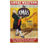 TX79 Vintage Xmas Christmas Excursions To Cornwall Wales Dorset Great Western GWR Railway Travel Poster Re-Print Reproduction Print Card - A5 (148mm x 210mm)
