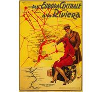 TX98 Vintage London-Europe Riviera Italian Railway Train Travel Poster Re-Print - A3 (432 x 305mm) 16.5" x 11.7"