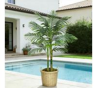 TXABL 4FT Artificial Golden Cane Palm Tree, Large Artificial Plants with Black Planter, 120CM Tall Fake Tropical Palm Plant for Indoor Outdoor Living Room Patio Poolside Office Home Decor