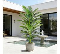 TXABL 7FT Artificial Golden Cane Palm Tree, Large Artificial Plants with Black Planter, 210CM Tall Fake Tropical Palm Plant for Indoor Outdoor Living Room Patio Poolside Office Home Decor