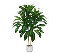 TXABL Dracaena Artificial Tree 120cm Tall Fake Tree Artificial Plants Indoor with White Planter, 4FT Floor Plant Faux Yucca Tree in Pot for Outdoor Home Office Living Room Bedroom Farmhouse