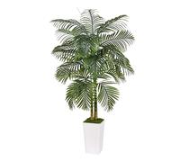 TXABL Golden Cane Artificial Palm Tree Indoor 5FT Outdoor Artificial Plants Tree with White Planter, Tall Fake Tropical Paradise Palm Trees for Living Room Patio Poolside Office Home Decor