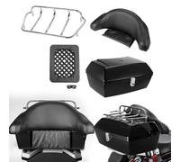 TXCJNIU 48L Universal Motorcycle Trunk Rear Storage Box Tail Luggage Case Toolbox W/Backrest Pad for Harley Cross Bones FLSTSB 2008 2009 2010 2011