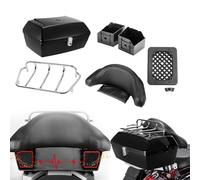 TXCJNIU 48L Universal Motorcycle Trunk Rear Storage Box Tail Luggage Case Toolbox W/Backrest Pad for Harley Cross Bones FLSTSB 2008 2009 2010 2011