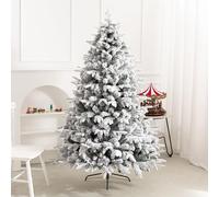 TXCLTS 6Ft Artificial Christmas Tree, Xmas Tree with Branch Tips, Flocked Christmas Tree with Metal Stable Stand Base for Indoor and Outdoor Holiday Decoration,5FT