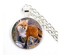 TXCLTS 925 Sterling Silver Fox Necklace For Women And Men, Animal Fox Pendant Necklace Geometry Cute Glass Choker Craft Vintage, Fox Girl Gold Initial Necklace, Fox Jewelry For Women, Therian Jewelry