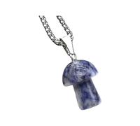 TXCLTS 925 Sterling Silver Mushroom Necklace For Women, Natural Stone Pendant Necklace Mushroom Amethyst Quartz Opal Link Chain Healing Crystals Stone Necklaces, Mushroom Choker