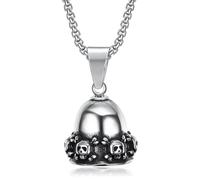 TXCLTS 925 Sterling Silver Retro Punk Style Men's Cross Lucky Bell Wing Knight Bell Keychain Motorcycle Riding Guardian Bell Accessories - Guardian Pendant, Guardian Necklace, Pendant