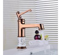 TXCLTS Basin Tap Gold All-copper European Style Basin Faucet Single Hole Handle Blue and White Porcelain Countertop Installation Bathroom Faucet