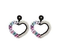 TXCLTS Beads Earrings Hand Woven Sequin Crystal Heart Hollow Out Valentine's Day Heart Shaped Earrings Multiple Earrings Set for Women