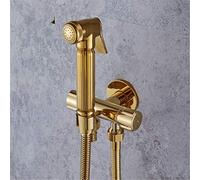 TXCLTS Bidet Faucet Wall Handheld Bidet Spray Shower Set Toilet Sprayer Douche Kit Bidet Faucet Set Gold Anal Cleaning Ass Bidet Dusche,Bidet Faucet Set