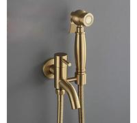 TXCLTS Bidet Tap Sprayer Wall Mounted Booster Sprayer Gold Handheld Bidet Sprayer Kit Cold Water Faucet Dual Function Toilet Bidet Douche Spray, A