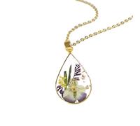 TXCLTS Dried Pressed Flowers For Women And Girls, 925 Sterling Silver Dried Flowers Necklaces Elegant Floral Teardrop And Heart Shapes, Forget Me Not Necklace, Pressed Flower Jewelry