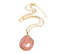 TXCLTS Dyed Natural Crystal Druzy Necklace For Women, Minerals Gem Stone Necklace - Healing Energy Druzy Jewelry Necklace, Light Blue Necklace For Valentine Birthday Gifts
