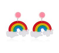 TXCLTS Earrings for Women Rainbow Color Acrylic Tassel Star Moon Stud Earrings Alien Universe Party Friend Gift
