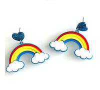 TXCLTS Earrings for Women Rainbow Color Acrylic Tassel Star Moon Stud Earrings Alien Universe Party Friend Gift