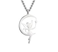 TXCLTS Fairy Necklace For Women, 925 Sterling Silver Fairy Pendant Necklace Moon Necklaces, Tinkerbell Necklace, Fairy Jewelry, Tinkerbell Jewelry