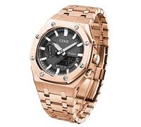 TXCLTS For GA2100 GA2110 Mod Kits, Metal Watch Band Strap Bezel, Watch Modding Replacement Accessories Set Rose Gold Case Silver Nails