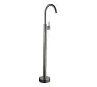 TXCLTS Freestanding Bathtub Faucet, Floor Mount Tub Filler Faucet 360° Swivel Floor Mounted Tub Faucet Brass High Arc Tub Mixer Tap, Single Handle, Hot and Cold Water,Brushed Gold