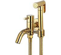 TXCLTS Hand Held Bidet Sprayer for Toilet Brass Titanium Gold Cloth Diaper Sprayer Wall Mounted Toilet Sprayer Cold Water Handheld Sprayer Kit with Mop Pool Faucet