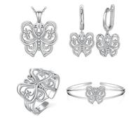 TXCLTS jewellery butterfly necklace bracelets and earrings rings for womens and girls - 925 minimalism hollow pendant jewellery sets,bridal bridesmaid prom costume formal jewelry accessories jewelry