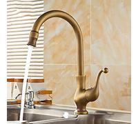 TXCLTS Kitchen Sink Tap for Bar Farmhouse Commercial, Antique Bronze Brass Kitchen Sink Faucets, Single Hand High Arch Swivel Spout Kitchen Faucet, Hot and Cold Wash Basin Tap