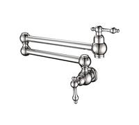 TXCLTS Kitchen Sink Tap for Bar Farmhouse Commercial, Pot Filler Tap Wall Mounted Foldable Brushed Gold Kitchen Faucet, Single Cold Sink Tap, Rotate Folding Spout, Chrome Brass Faucet