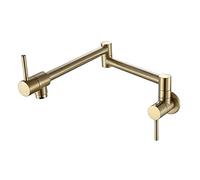 TXCLTS Kitchen Sink Tap for Bar Farmhouse Commercial, Pot Filler Tap, Wall Mounted Foldable Kitchen Faucet, Single Cold Single Hole Rose Gold Sink Tap, Rotate Folding Spout Brass Faucet